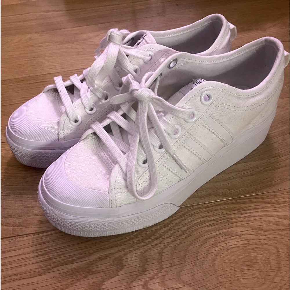 Womens adidas Nizza Platform Athletic Shoe - White size 7